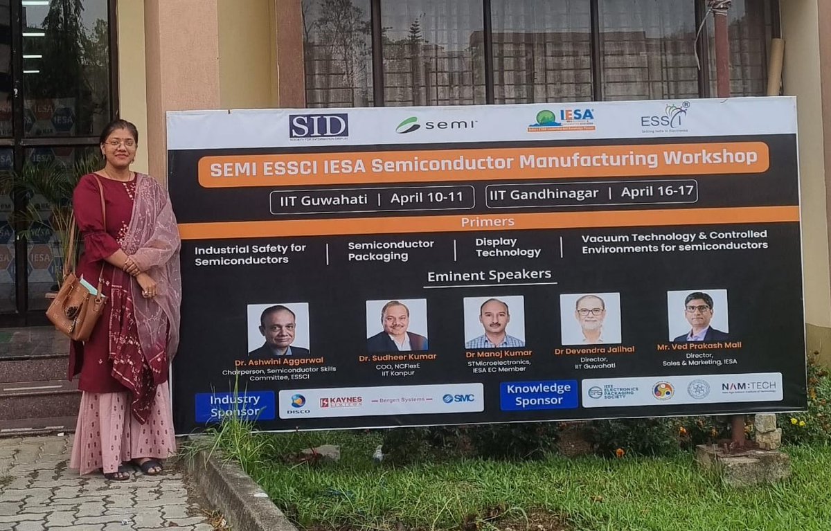 JBMSHST IITG (@jbmshst_iitg) on Twitter photo Dr. Jyoti Jain from our PMU team took part in the SEMI–ESSCI–IESA Semiconductor Manufacturing Workshop, engaging with tech leaders and innovators shaping the future of semiconductors in India.
#Semiconductor #ESSCI #IESA
<a href="/MehtaFF/">Mehta Family Foundation</a> <a href="/NaveenForChange/">Naveen Jha</a> <a href="/IITGuwahati/">IIT Guwahati</a> <a href="/CfN_IITG/">Centre for Nanotechnology, IIT Guwahati</a> Dr. Jyoti Jain from our PMU team took part in the SEMI–ESSCI–IESA Semiconductor Manufacturing Workshop, engaging with tech leaders and innovators shaping the future of semiconductors in India.
#Semiconductor #ESSCI #IESA
<a href="/MehtaFF/">Mehta Family Foundation</a> <a href="/NaveenForChange/">Naveen Jha</a> <a href="/IITGuwahati/">IIT Guwahati</a> <a href="/CfN_IITG/">Centre for Nanotechnology, IIT Guwahati</a>