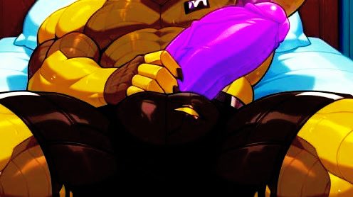 Touching himself shaking his dick and stroking it by his lonesome. 
“Mmmnf….~”
