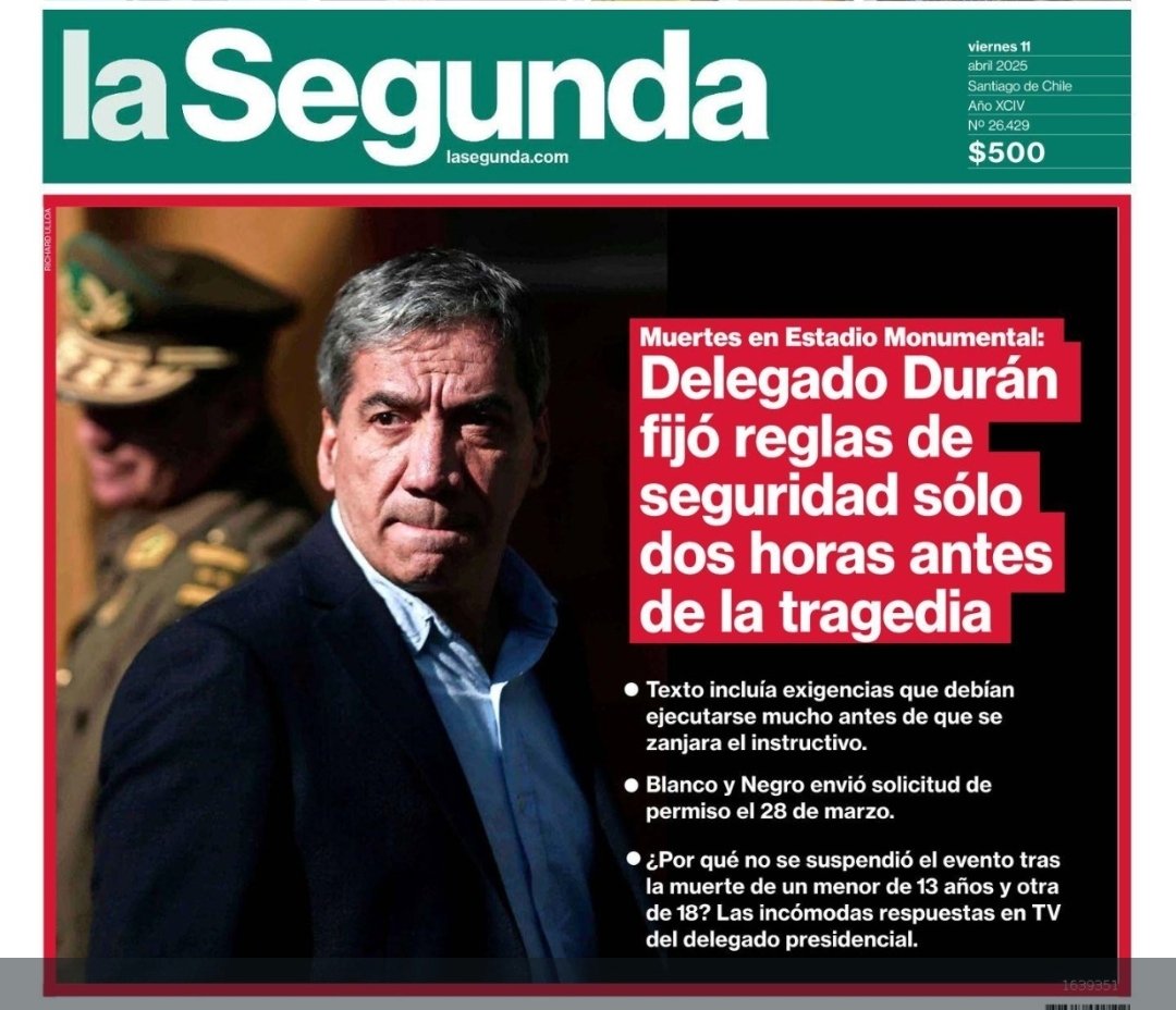 aldunatefran's tweet photo. Y Gonzalo Durán, el Delegado Presidencial que estableció normas de seguridad 2 horas antes del partido, habiendo autorizado el evento antes del 1° de abril??? Nada? Sigue en el cargo?
#TragediaMonumental 
#Monumental https://t.co/8HaA4o2kck