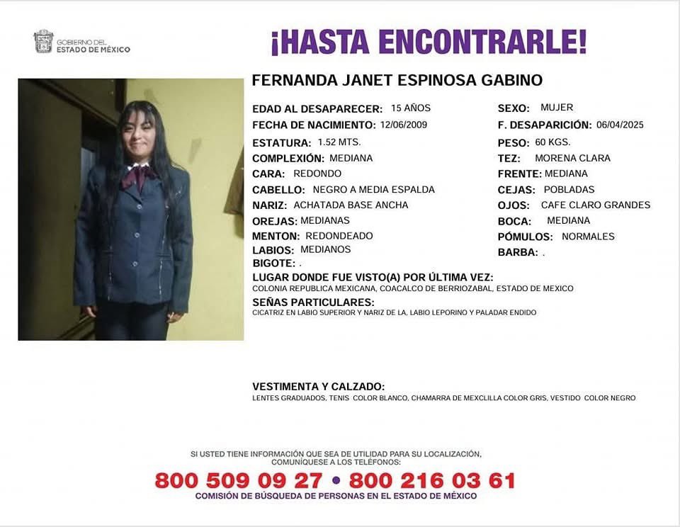 La situación que estamos viviendo en México con los desaparecidos es alarmante. Cada día desaparecen 28 personas entre 0 y 17 años, 1 de cada 100 aparecen sin vida, 1 de cada 5 casos suceden en #Edomex hoy #Coacalco es el lugar donde debemos poner los ojos