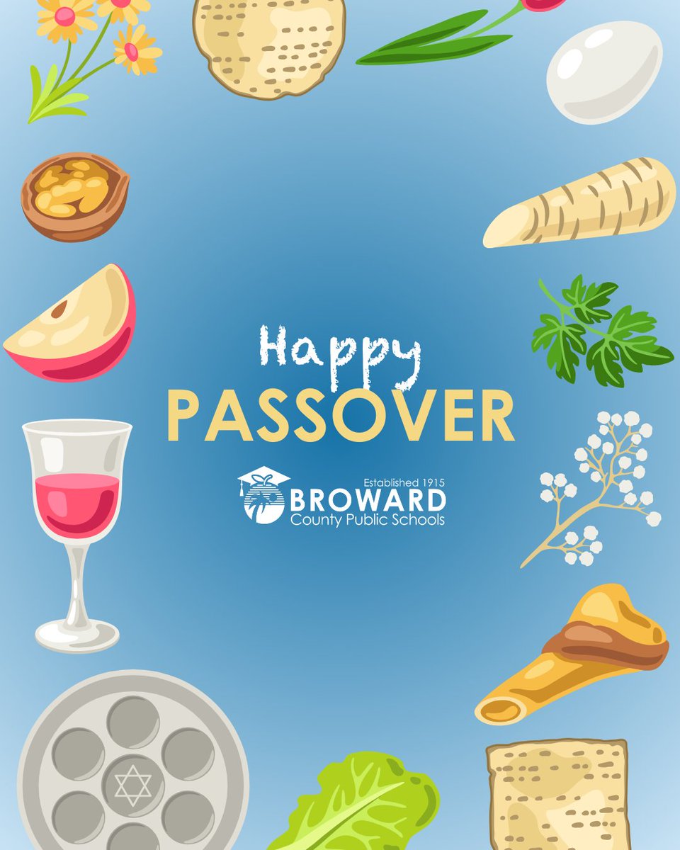 Wishing a happy and meaningful Passover to all who celebrate! ✡️

May your Seder be filled with love, tradition, and special moments with family and friends. Chag Sameach! 🍷
.
.
.
#HappyPassover #ChagSameach #Passover2025
#BrowardSchools #Passover #Pesach #SederNight