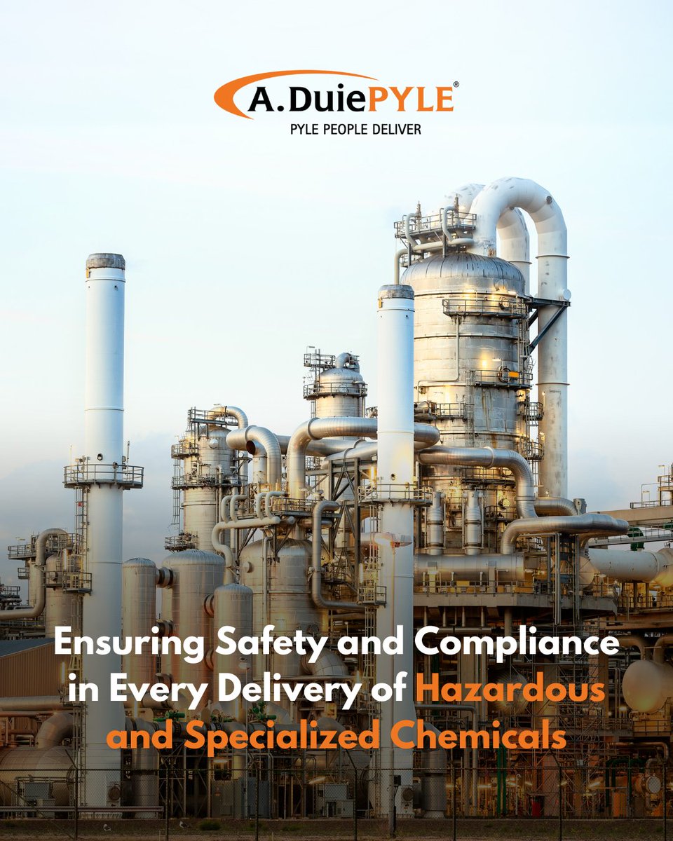 A. Duie Pyle delivers safe, reliable transport for the chemical industry, ensuring compliance and on-time delivery.

Choose us for your chemical shipments 🌍 bit.ly/3SR7E11

#ChemicalLogistics #HazardousMaterials #SupplyChain #AduiePyle