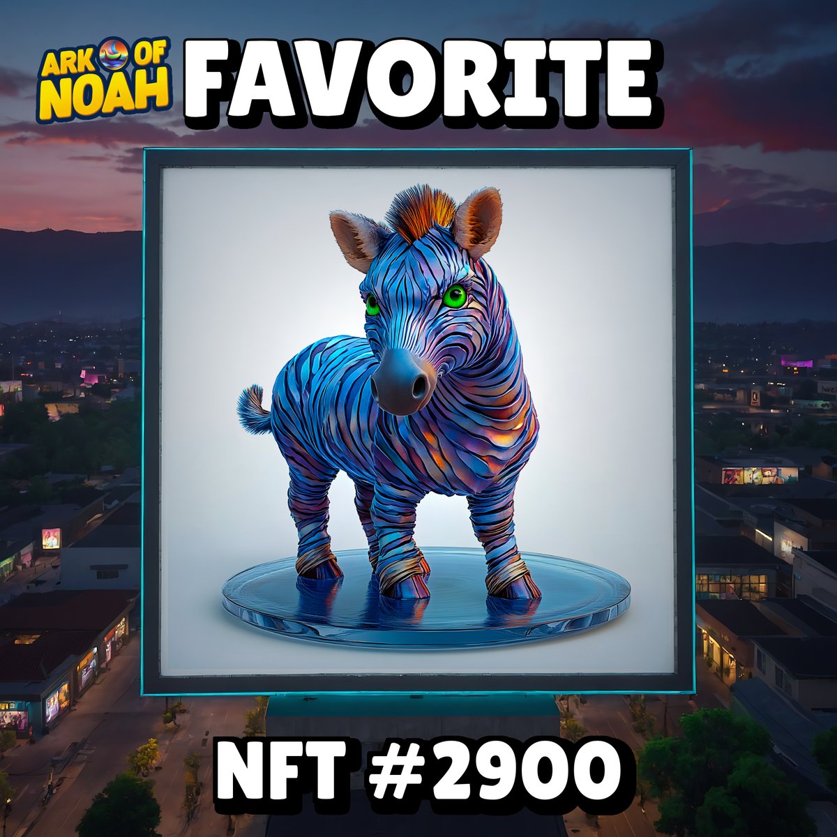 ChadHug52321659's tweet photo. Yo, NFT #2900 is litโ a Zebra with Spiral skin in smooth Cerulean, killer green eyes, and chillin' on a flat glass disk. Straight hustle vibes. Get on board! #Solana #Web3Art #NFTFlipper ๐ฅ๐ #ARKOFNOAH https://t.co/EMUzdox2Sh