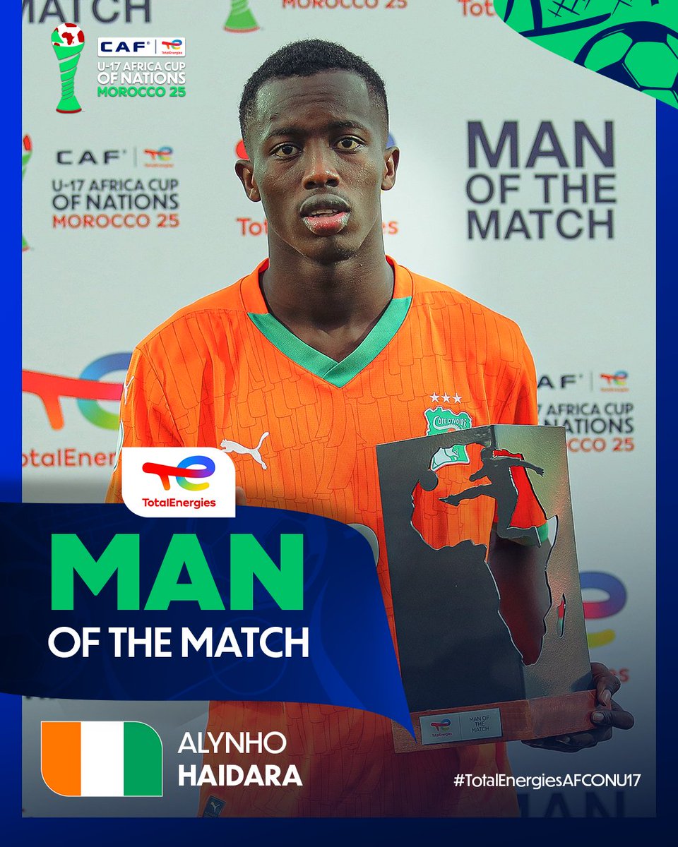 Côte d'Ivoire's talisman Alynho Haïdara is your Man of the Match against Senegal after a great performance! 🇨🇮🌟 

<a href="/Football2Gether/">Football Together</a> | #CIVSEN | #TotalEnergiesAFCONU17