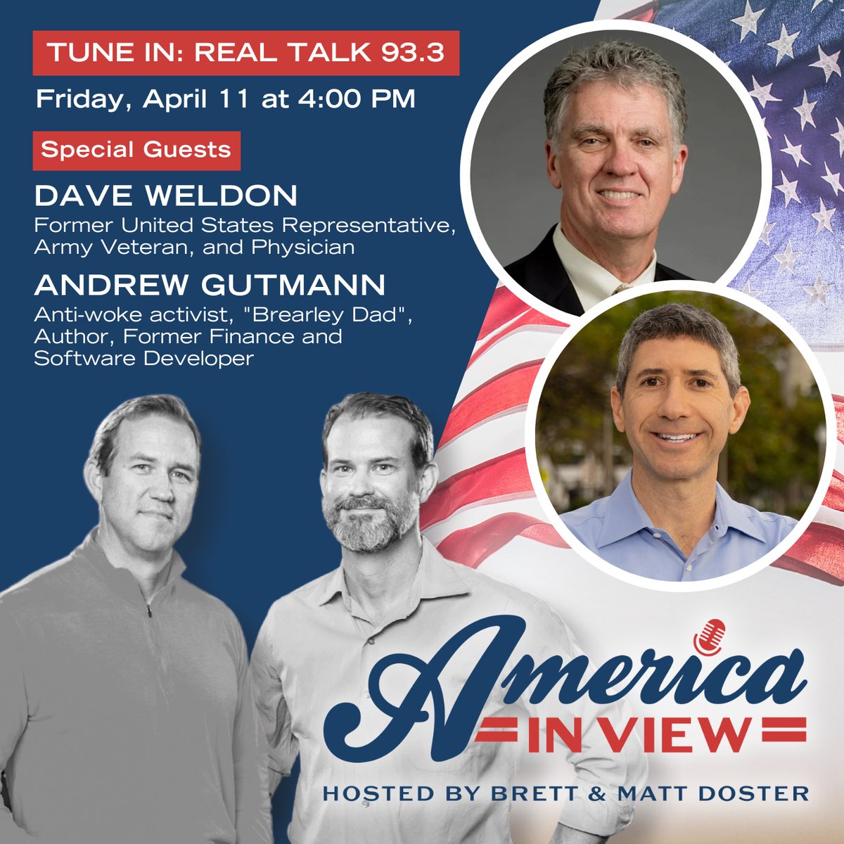 America in View (@americainview) on Twitter photo BREAKING: Part 2 of our dynamite interview with Dr. Dave Weldon, Trump’s CDC pick whose nomination was pulled at the last minute under pressure from D.C. insiders.
Plus, <a href="/AndrewGutmann/">Andrew Gutmann</a> joins us to break down tariffs as a tax that only hurts Americans.
Tune in at 4 p.m. on Real BREAKING: Part 2 of our dynamite interview with Dr. Dave Weldon, Trump’s CDC pick whose nomination was pulled at the last minute under pressure from D.C. insiders.
Plus, <a href="/AndrewGutmann/">Andrew Gutmann</a> joins us to break down tariffs as a tax that only hurts Americans.
Tune in at 4 p.m. on Real