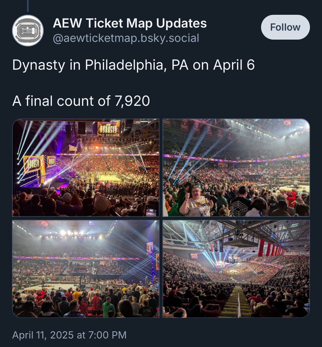 MOSportsE's tweet photo. Courtesy: @AEWTicketMap
#AEWDynasty #NeedleMoving 🔥 https://t.co/2dWjuyc9Wa