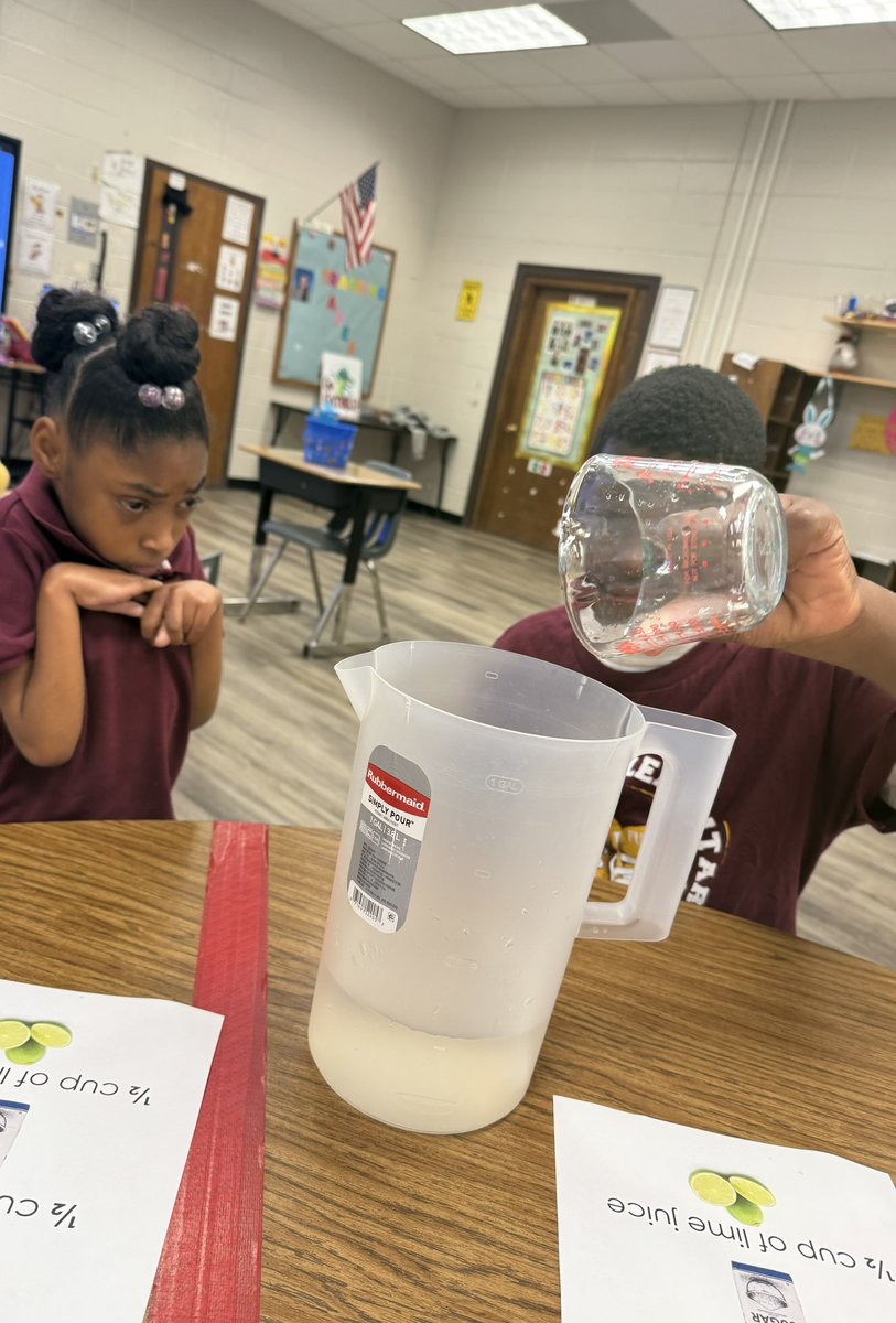 Mrs. Danos (Perkins) and Mrs. Charlene’s class read the book “Let’s Make Lime Juice” from their unit and followed the recipe to make their own lime juice.💚