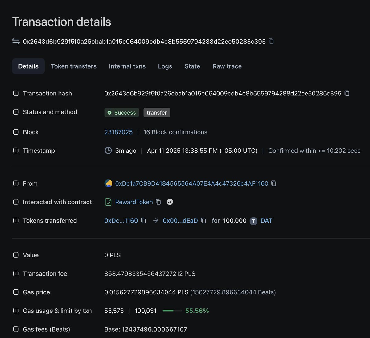 Randy Hilarski (@nopenobull) on Twitter photo We Have Officially Burned 100,000 $DAT Tokens. The Homey Farms Don't Play Dat. #Pulsechain Find the Homey Farms on <a href="/HocusPocusFi/">Hocus Pocus</a>
tx Hash 0x2643d6b929f5f0a26cbab1a015e064009cdb4e8b5559794288d22ee50285c395 We Have Officially Burned 100,000 $DAT Tokens. The Homey Farms Don't Play Dat. #Pulsechain Find the Homey Farms on <a href="/HocusPocusFi/">Hocus Pocus</a>
tx Hash 0x2643d6b929f5f0a26cbab1a015e064009cdb4e8b5559794288d22ee50285c395