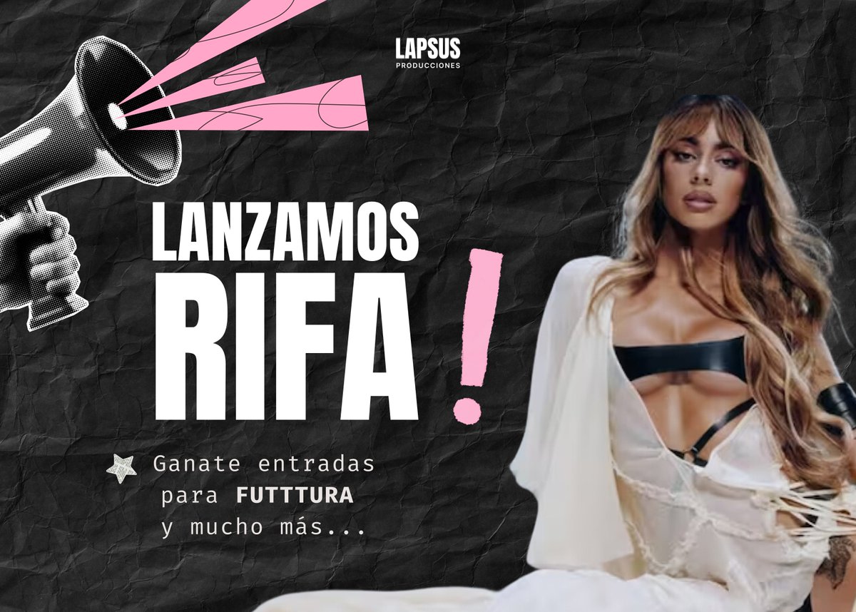 Lapsusprod's tweet photo. @ccmilwl 🎉GANATE UNAS ENTRADAS PARA FUTTTURA🎉

Participá por entradas para el evento del 31/10 y otros premios increíbles.

💸Valor de rifa: $5.500
📩Escribinos por MD para conseguir la tuya
✨Si nos seguís, ¡tenés más chances de ganar!

#RifaFutttura #TINI #FUTTTURA https://t.co/NmS7rD0KLk