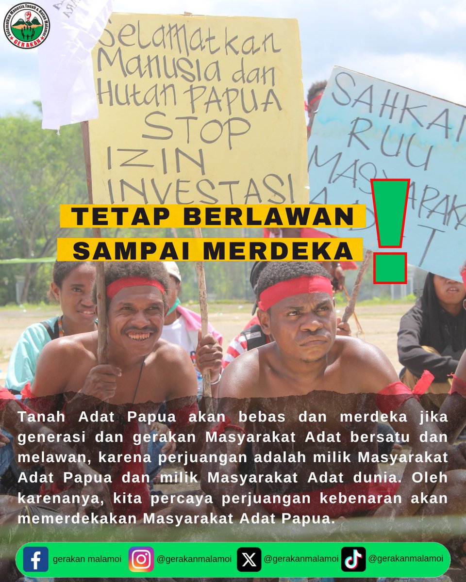 gerakanmalamoi's tweet photo. Kemerdekaan ialah hak bangsa Papua
#gerakmalamoi
#masyarakatadat 
#lawankolonialisme https://t.co/tIulnN416F