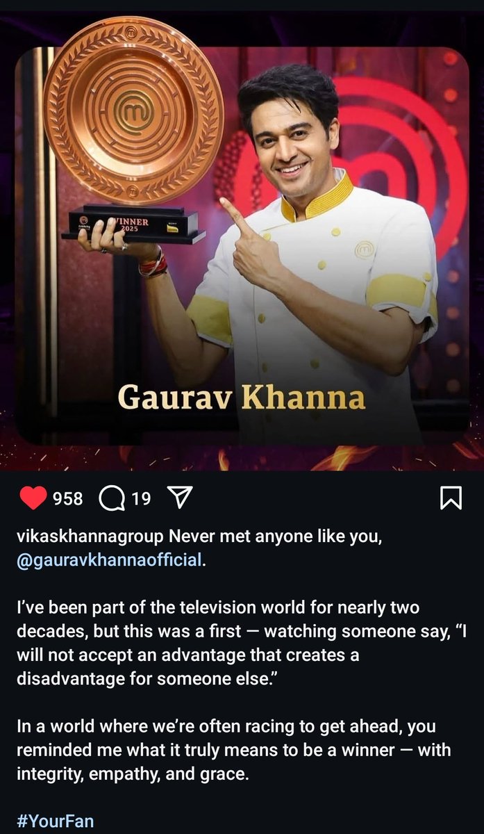 gauravklovers's tweet photo. Chef Vikas's caption has my heart , also the HT #YourFan 🥺 He is really proud that Gaurav sir won🧿
#VikasKhanna #GauravKhanna #GauravWinsCMC #CelebrityMasterChef https://t.co/LD9nqNTQcD