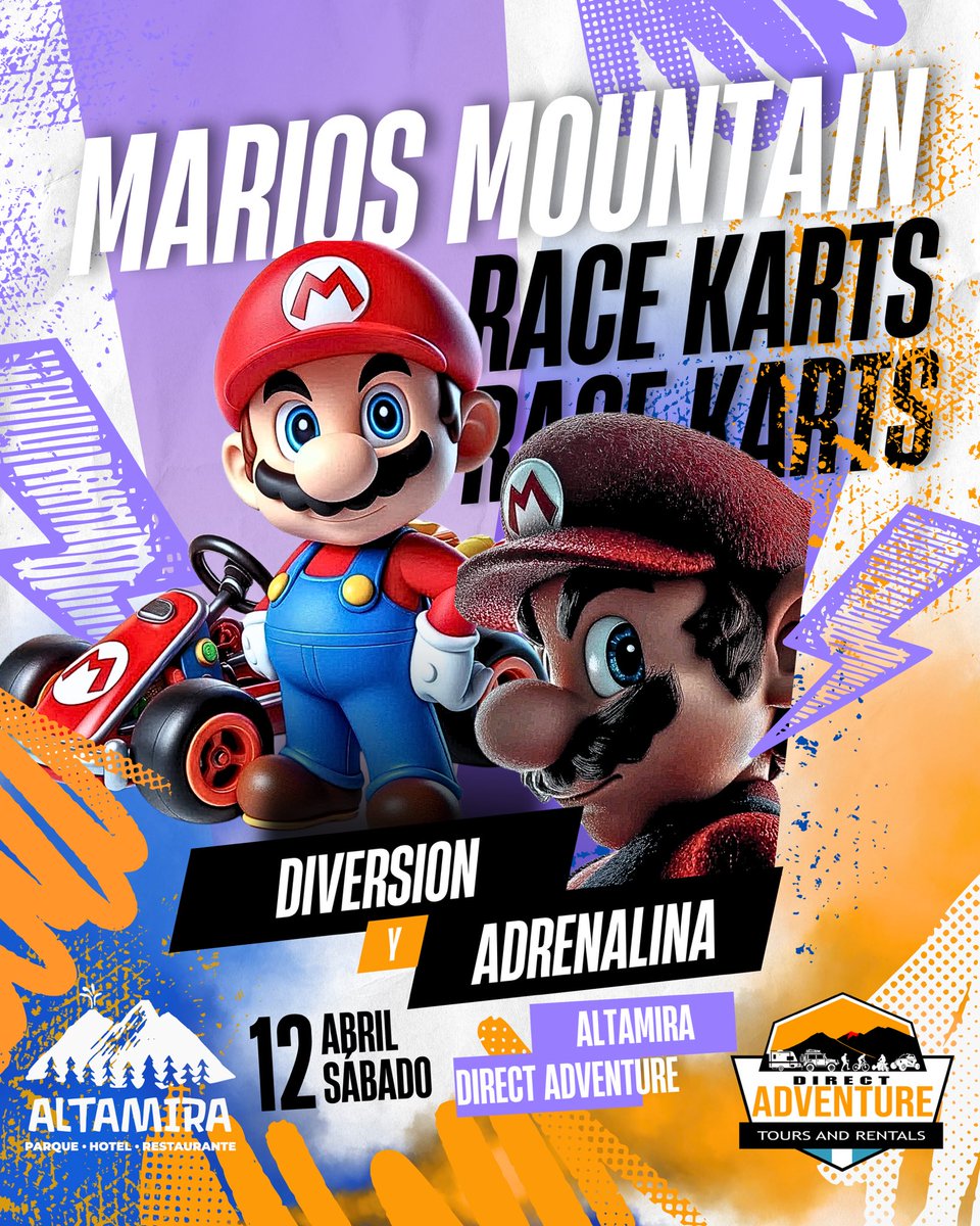 Direct_Ad_Gua's tweet photo. 🌟 ¡Fans de Mario Kart, la espera termina mañana! 🚀 

Únete a la aventura de tu vida en los Mario Mountain Race Karts en Altamira este sábado 12 de abril. 🏞️ 

Una colaboración de Direct Adventure Guatemala y Altamira. 

¡No te lo pierdas! 🏁🎉 

#MarioKart 
#MarioMountainRace https://t.co/BKxRGJNdBM