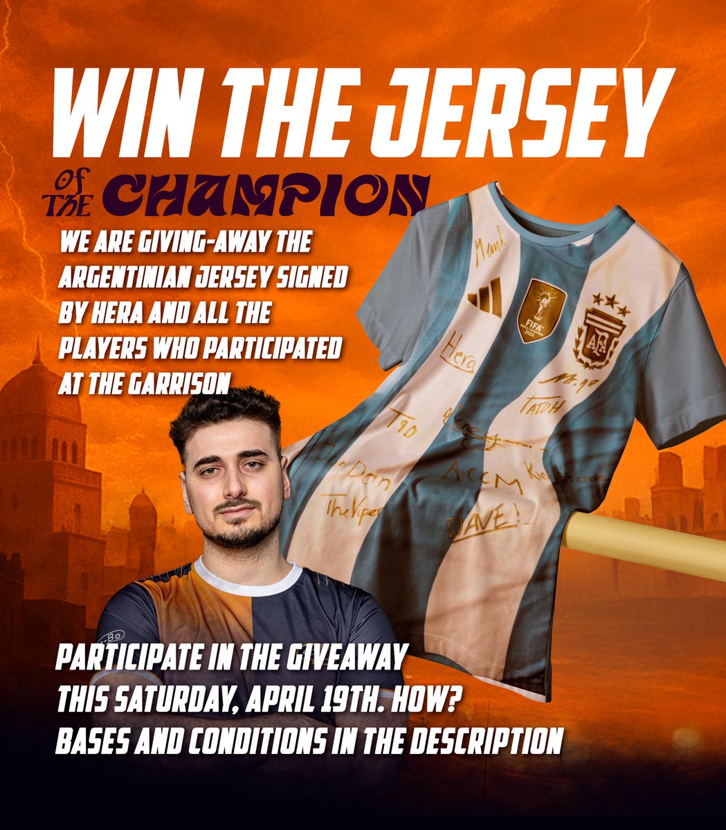 Hera_Aoe's tweet image. 🚨GIVEAWAY 🚨

A signed jeysey by the garrison top players and talents!

If you wanna win these are the steps to follow

Since one will be raffled through here and one through IG you have to

- Follow @LocoSerAoE 
- Follow me 
- Follow @GamerLegionAoE 
- Go to @LocoSerAoE post on…
