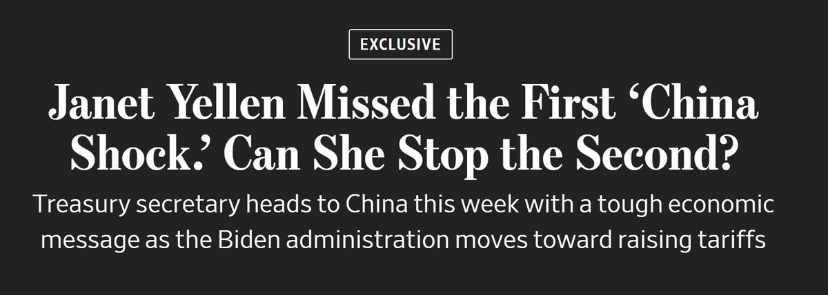 Yellen admitted a year ago in WSJ that her 40-year view of the US trade relationships had actually been wrong and had hurt the US; maybe she should sit this one out?