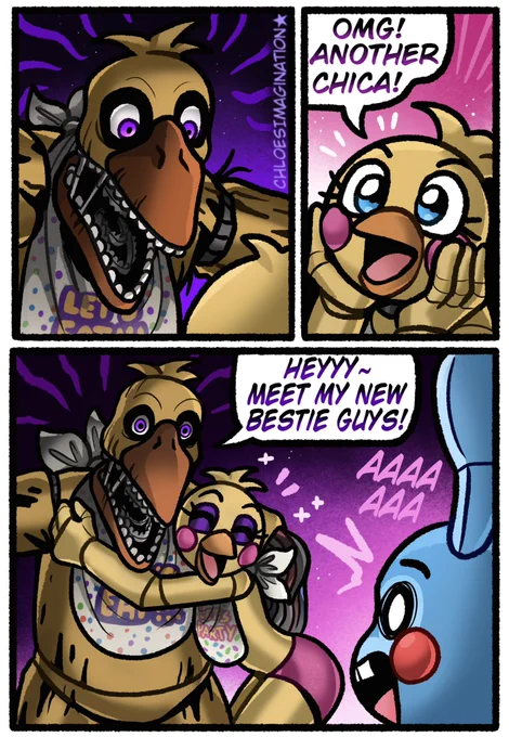 I like to think the FNAF Chicas are friends,, 