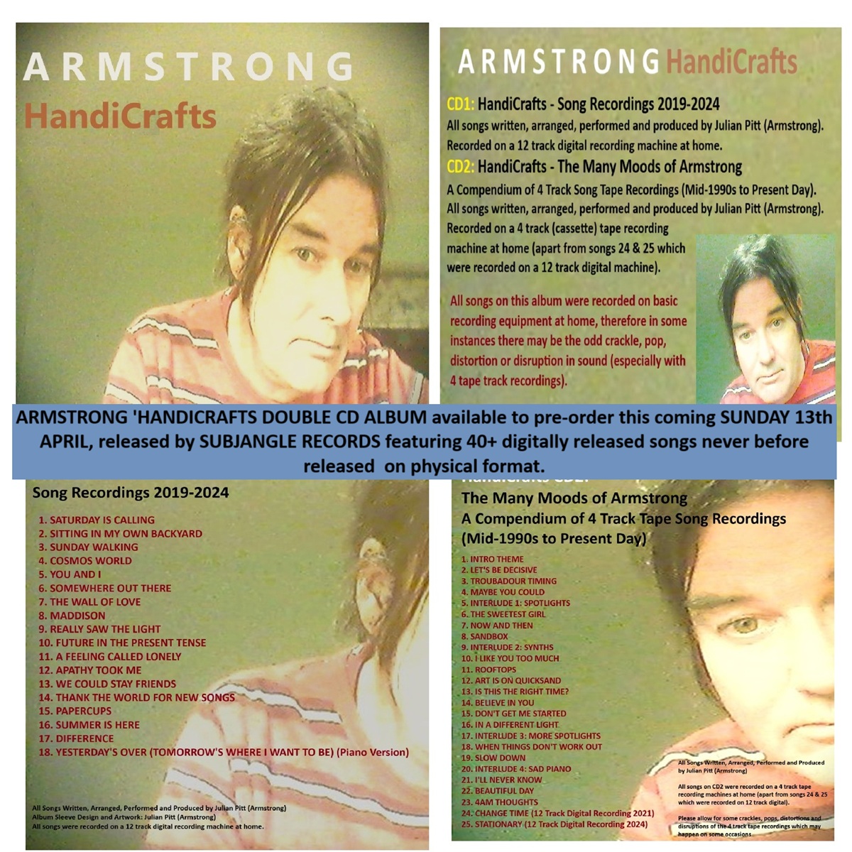 Armstrong (Wales) (@armstrong_wales) on Twitter photo *brand-new* ARMSTRONG double CD album - 'HandiCrafts' available to pre-order from <a href="/subjangle/">subjanglesounds</a> record label -Sunday 13 April. 40+ digitally released songs all available on physical format for 1st time. When you pre-order CD you get all songs digitally immediately! More news soon!! *brand-new* ARMSTRONG double CD album - 'HandiCrafts' available to pre-order from <a href="/subjangle/">subjanglesounds</a> record label -Sunday 13 April. 40+ digitally released songs all available on physical format for 1st time. When you pre-order CD you get all songs digitally immediately! More news soon!!