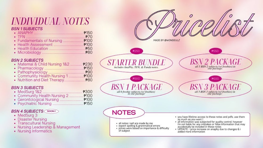 wondeulz's tweet photo. NURSING TRANSES FOR SALE 🩺

> downloadable digital notes 
> lifetime access⭐️
> feedbacks: https://t.co/4Bg984K60w
> for more info: https://t.co/zfqiV17I8J 

📷wts ic lfb ph bns transes reviewer notes bsn nurse funda anaphy medsurg ms pharma pharmacology maternal mcn chn psych https://t.co/RYYxrruaUN