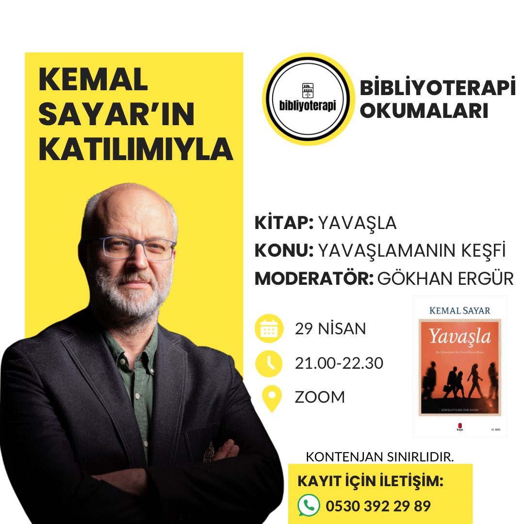 Gökhan Ergür (@gokhanergur) on Twitter photo Beyaz haber: Kitaplarıyla, konuşmalarıyla, varlığıyla bana mesleğimi sevdiren, istikamet çizdiren kıymetli büyüğüm <a href="/mkemalsayar/">Kemal Sayar</a> hocamız Bibliyoterapi Okumaları’nda bizlerle olacak.
Detaylı bilgi için⤵️ Beyaz haber: Kitaplarıyla, konuşmalarıyla, varlığıyla bana mesleğimi sevdiren, istikamet çizdiren kıymetli büyüğüm <a href="/mkemalsayar/">Kemal Sayar</a> hocamız Bibliyoterapi Okumaları’nda bizlerle olacak.
Detaylı bilgi için⤵️
