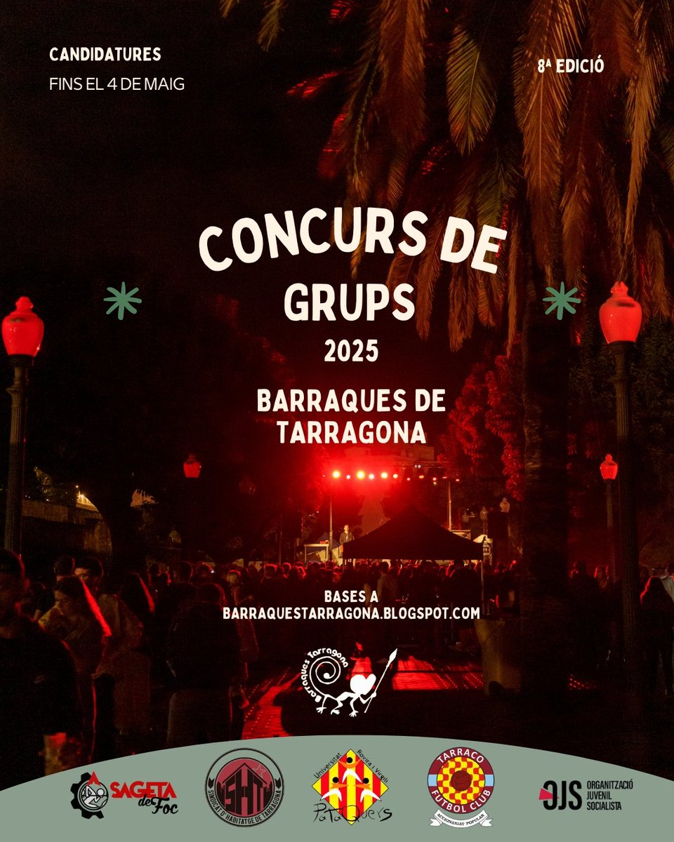 > Teniu un grup de música?

 > Us agradaria poder tocar a la #SantaTecla2025?

> Torna el concurs de grups de Barraques Tarragona!

Consulteu les bases i tota la informació a barraquestarragona.blogspot.com
