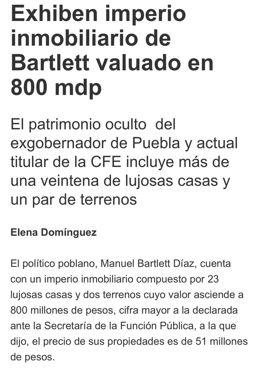 Díganle a Alejandro Armenta que le pida las hectáreas a Manuel Bartlett, el si se enriqueció a costa de los poblanos.