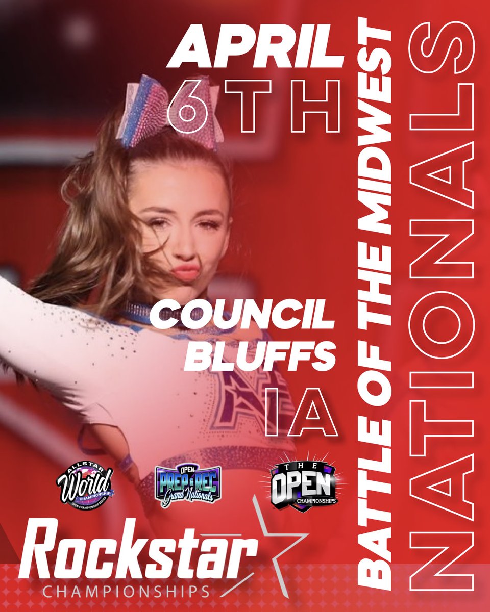 We can't wait to see you tomorrow for the #BattleoftheMidwest! 🎸

📲 Download the Cheer Official 3D App to view the performance schedule:
🍏 iOS: apps.apple.com/us/app/cheer-o…
🤖 Android: play.google.com/store/apps/det…

🎟️ Purchase spectator tickets at 8countlogin.com/event/rockstar…