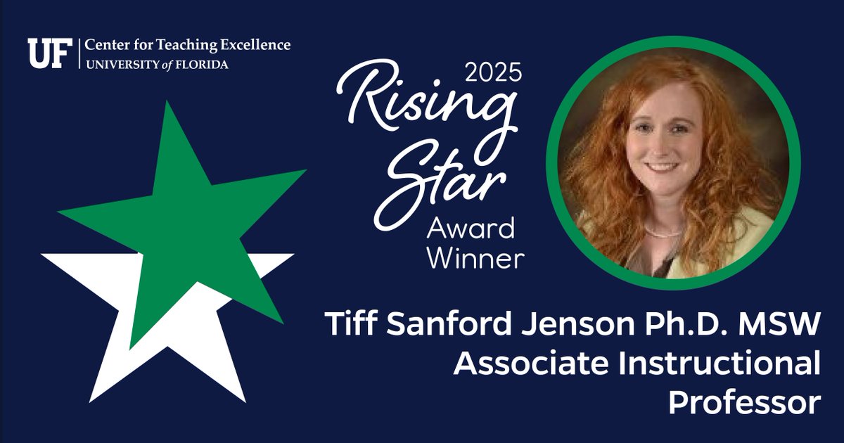 UF_CTE's tweet image. We're thrilled to announce the third winner of our Rising Star Award! 🌟 Let's celebrate Dr. Tiff Jenson for her extraordinary achievements and steadfast dedication. Your passion and commitment have truly made an impact, and we can't wait to witness your future triumphs!
