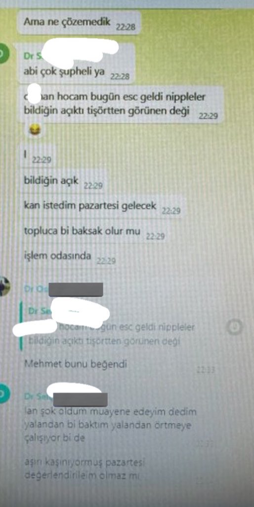 emrebaydarr_'s tweet photo. Konya’daki bir devlet hastanesinde görevli doktorların Whatsapp grubundaki mesajlarını bir başka doktor bana gönderdi. 

Gelen kadın hastalarla ilgili sürekli sapıkça konuştuklarını bildirdiler.

| İbrahim Haskoloğlu https://t.co/rCSo2yr7CJ