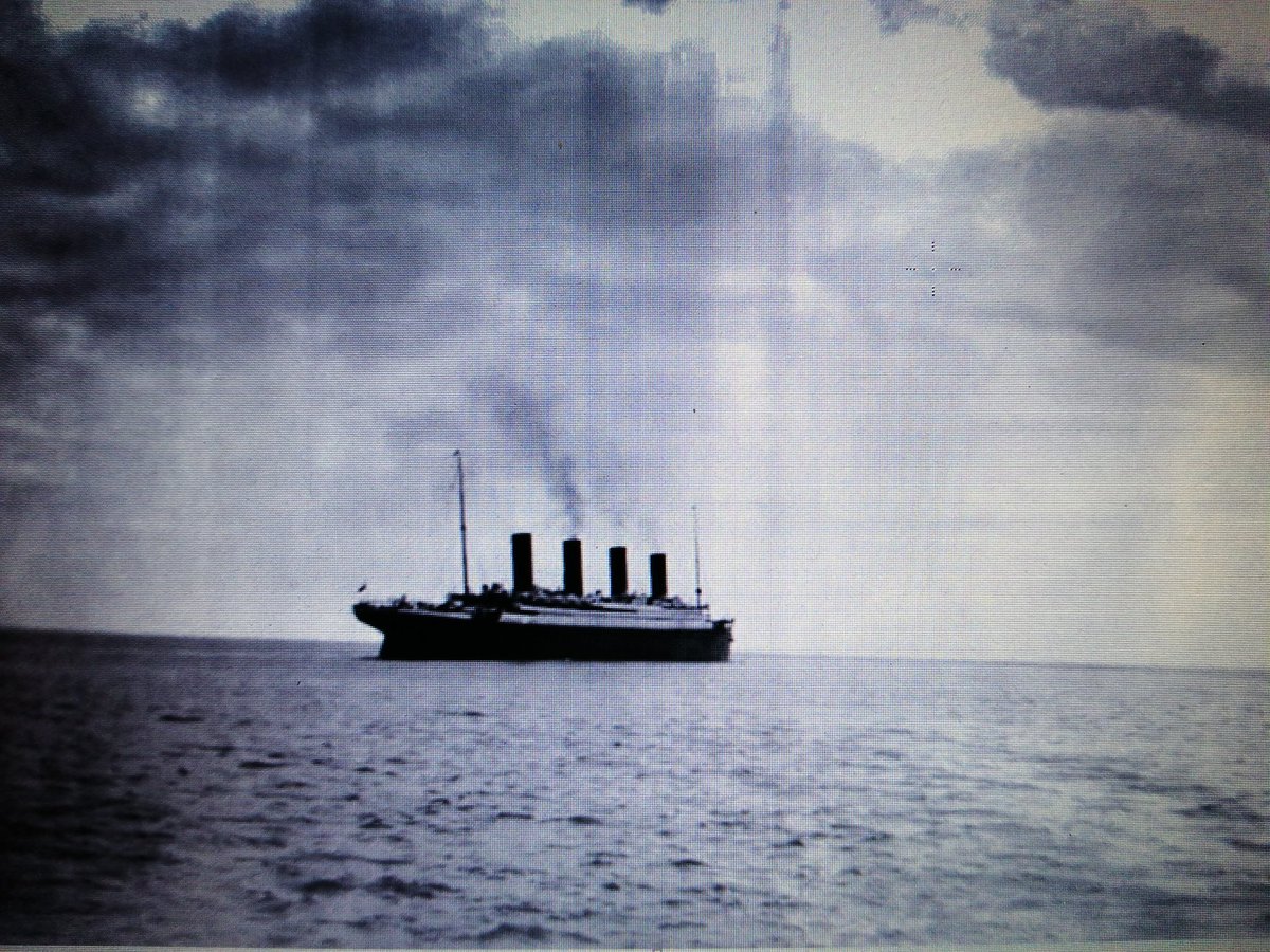 The last known photo of #Titanic of #WhiteStarLine leaving  #Cobh, #Ireland, for #NewYork 113 years ago today, taken by passenger Kate Odell after disembarking from #Southampton. 5 days later  Titanic hit an iceberg and sank with 1,500 people killed. See elsonshippinglines.com