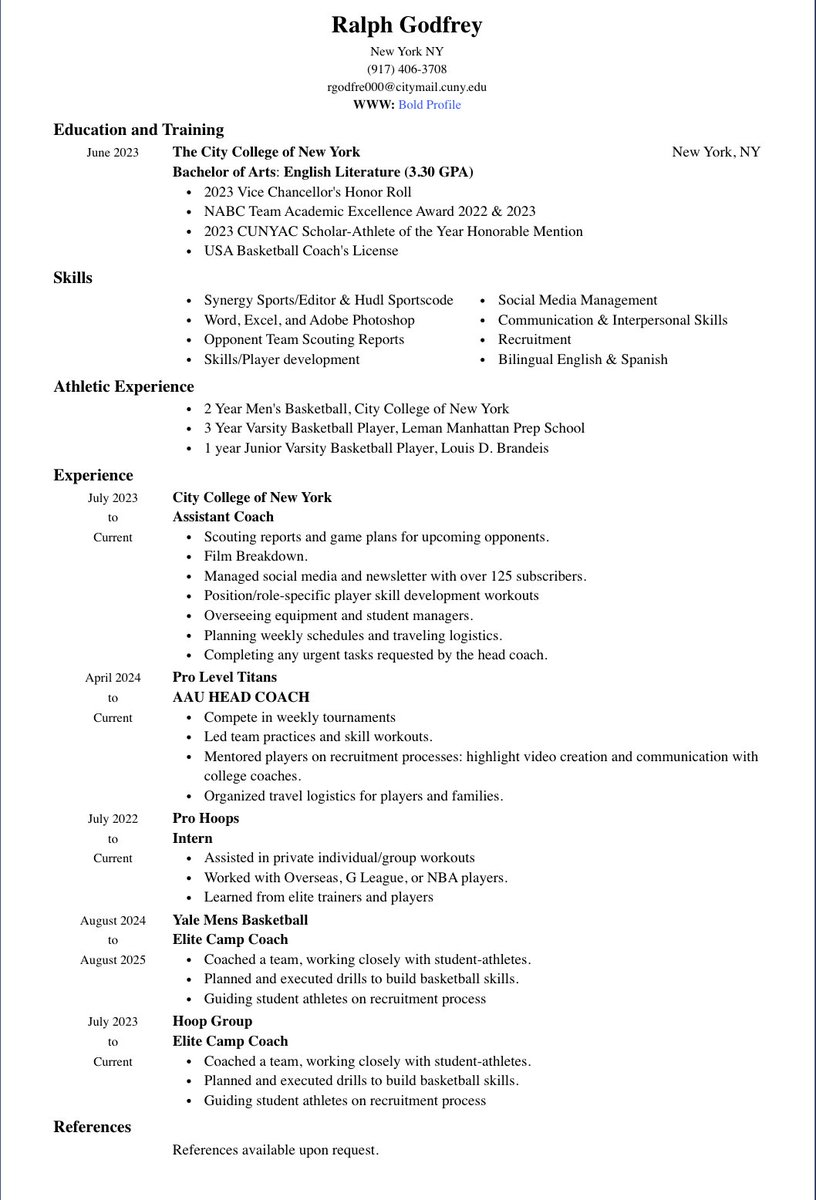 Aspiring Graduate Assistant 🏀

 Willing to relocate anywhere in the country!
Let’s connect! #GA #BasketballCoach #CoachingOpportunity