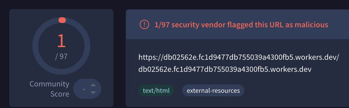 CatoCTRL's tweet photo. 🚨 Cato MDR Alert: We’ve observed an Office 365 #phishing campaign using Cloudflare.

Key IoCs:

▪️Phishing landing page: https://t.co/fUcDiqZ639 (VT: 1/97)

▪️Drop zone: https://t.co/hlMRng9xzs (VT: 0/94)

Stay alert!

#ThreatIntel #O365 https://t.co/95CgQ61QDM