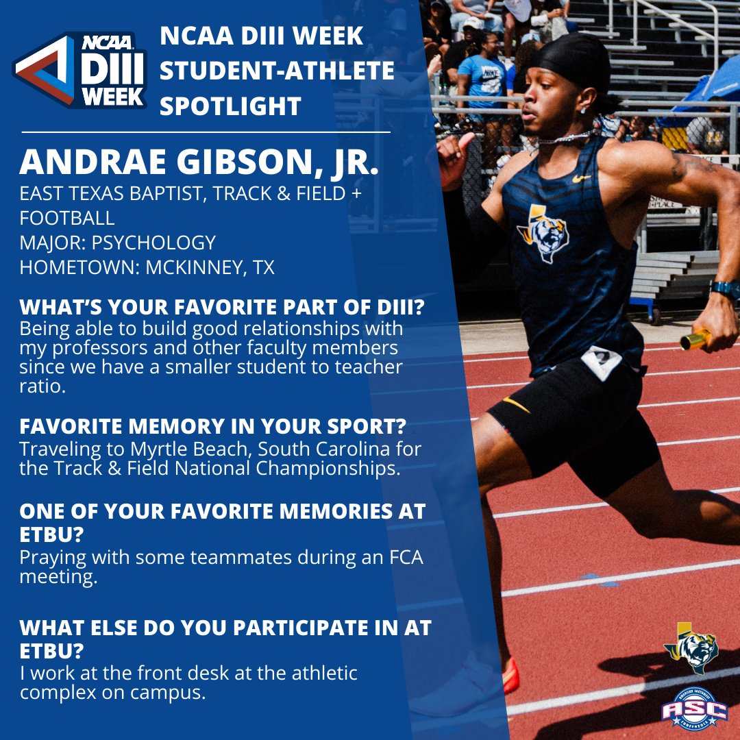 American Southwest (@asc_sports) on Twitter photo ⭐DIII Week Student-Athlete Spotlight⭐
🗣 | Andrae Gibson, Jr.
#ASCsports #WhyD3 #D3Week | <a href="/GoETBUTigers/">ETBU Athletics</a> ⭐DIII Week Student-Athlete Spotlight⭐
🗣 | Andrae Gibson, Jr.
#ASCsports #WhyD3 #D3Week | <a href="/GoETBUTigers/">ETBU Athletics</a>