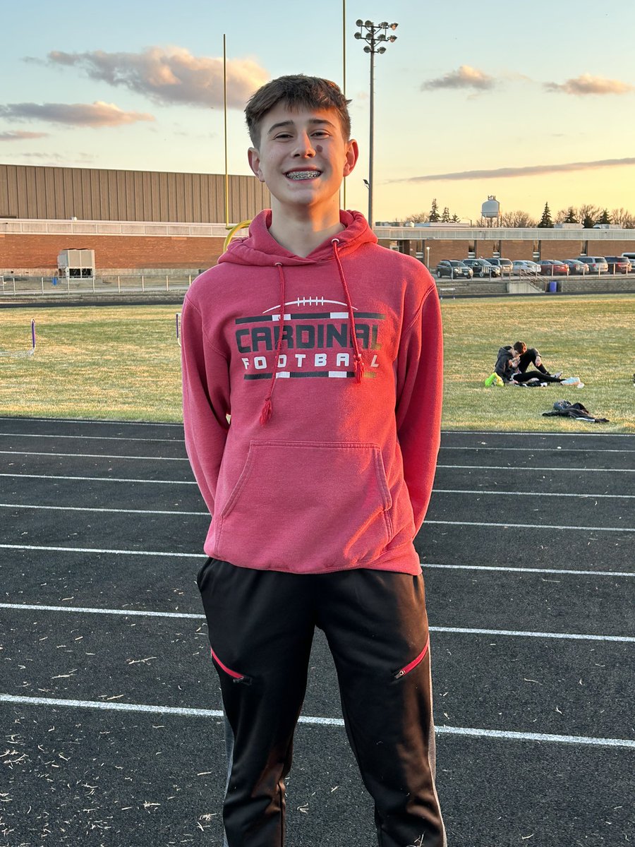 SMCardinalTrack's tweet photo. Congratulations to our 8th grader Pano Skliris on breaking the JH record in the 400 last night in Flandreau. Pano's time of 56.5 was blazing! (Old record Logan Bauer 57.5 in 2023). #SpeedComing
Congrats Pano! https://t.co/BHsYELmmy3