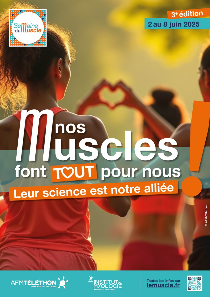 AFMTelethon50's tweet photo. La Semaine du Muscle revient pour sa troisième édition du 2 au 8 juin 2025, avec toujours un même objectif : faire prendre conscience à chacun de l’importance du muscle pour notre santé générale et la nécessité de préserver et entretenir son capital musculaire. https://t.co/UyFmgakErz