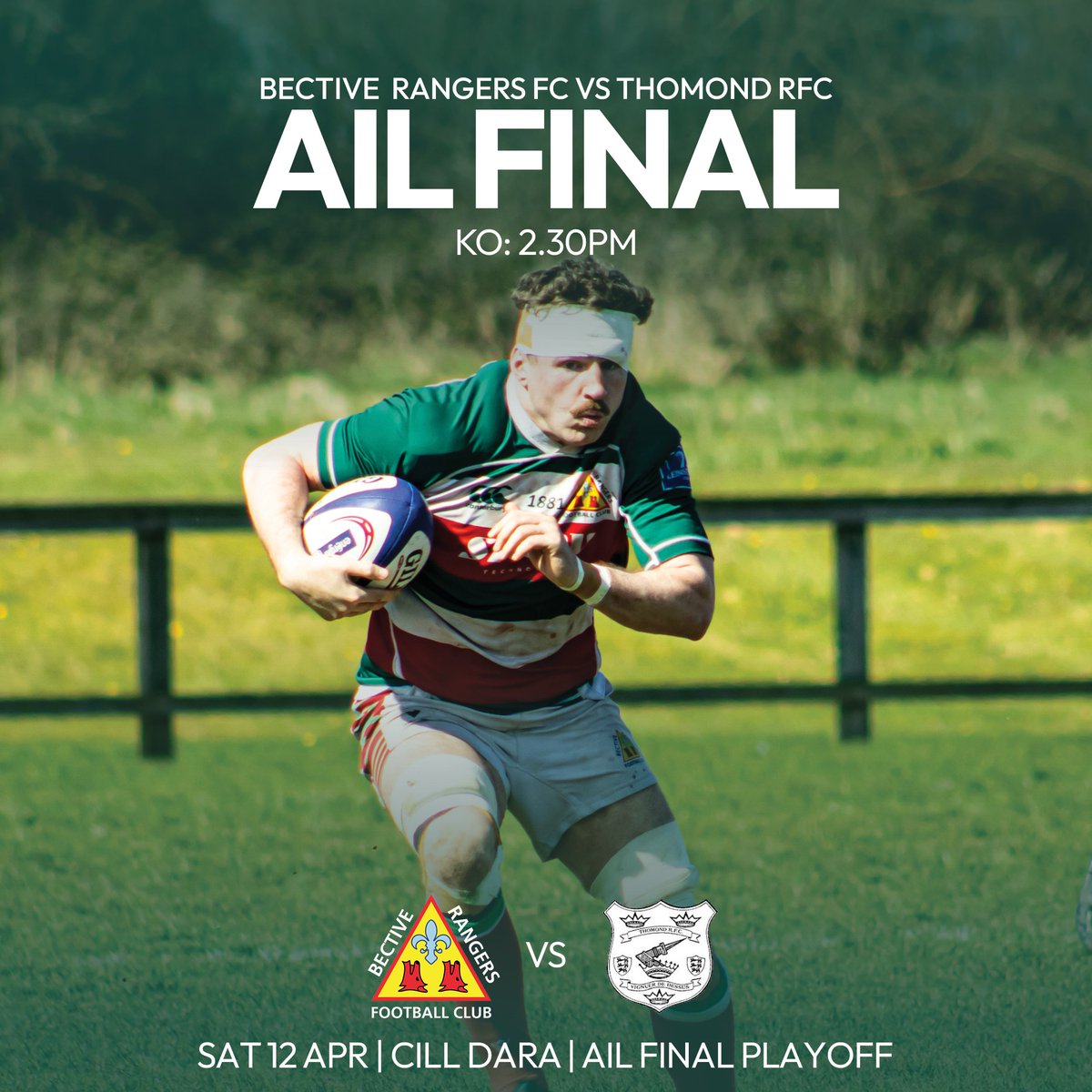 BectiveRangers's tweet photo. AIL PROMOTION FINAL!!! 

AIL promotion is just 80 minutes away as we face Munster champions Thomond  tomorrow.

Huge day for the club as we attempt to regain our AIL status. Wear the Bective colours and get down to Cill Dara to show your support for the lads.

HON BECTIVE 🇧🇬🇧🇬🇧🇬 https://t.co/QiVp0GZXy5