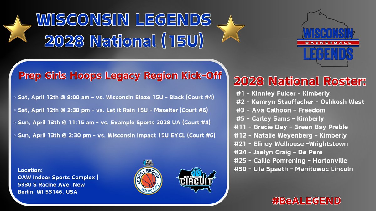 Wisconsin Legends (@wilegends) on Twitter photo OUR LEGENDS Girls are ready to CRANK IT UP🚨 for event #1 <a href="/PGHCircuit/">Prep Girls Hoops Circuit 🏀</a> Looking forward to seeing our HOOPS loving friends & competing this weekend😤Schedules for our 17U-15U National teams 👇#BeALEGEND #LEGENDSLiveHERE OUR LEGENDS Girls are ready to CRANK IT UP🚨 for event #1 <a href="/PGHCircuit/">Prep Girls Hoops Circuit 🏀</a> Looking forward to seeing our HOOPS loving friends & competing this weekend😤Schedules for our 17U-15U National teams 👇#BeALEGEND #LEGENDSLiveHERE