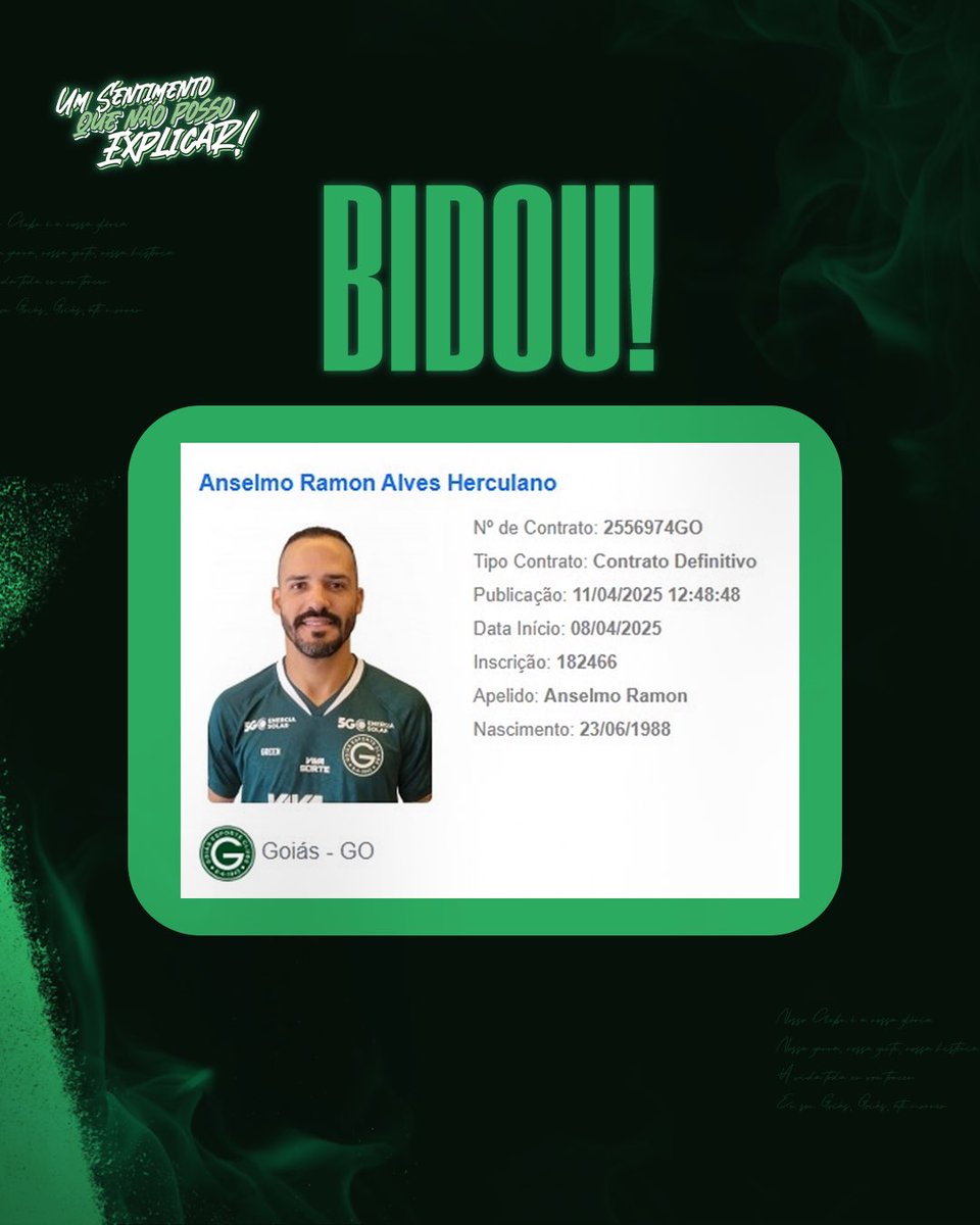 goiasoficial's tweet photo. AR9️⃣ BIDOU! 📋
Anselmo Ramon já está regularizado e apto para estrear com o manto do #MaiorDoCentroOeste. ✅
VAMO, MEU 9!
#BIDOU
#SentimentoInexplicável https://t.co/lgJLwIa0iL