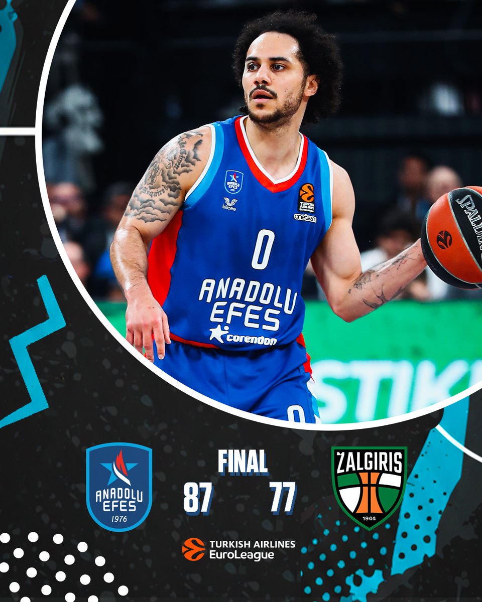 👊 PLAYOFF’TAYIZ
Anadolu Efes 87 - 77 Zalgiris Kaunas | Maç Sonucu

#BenimYerimBurası