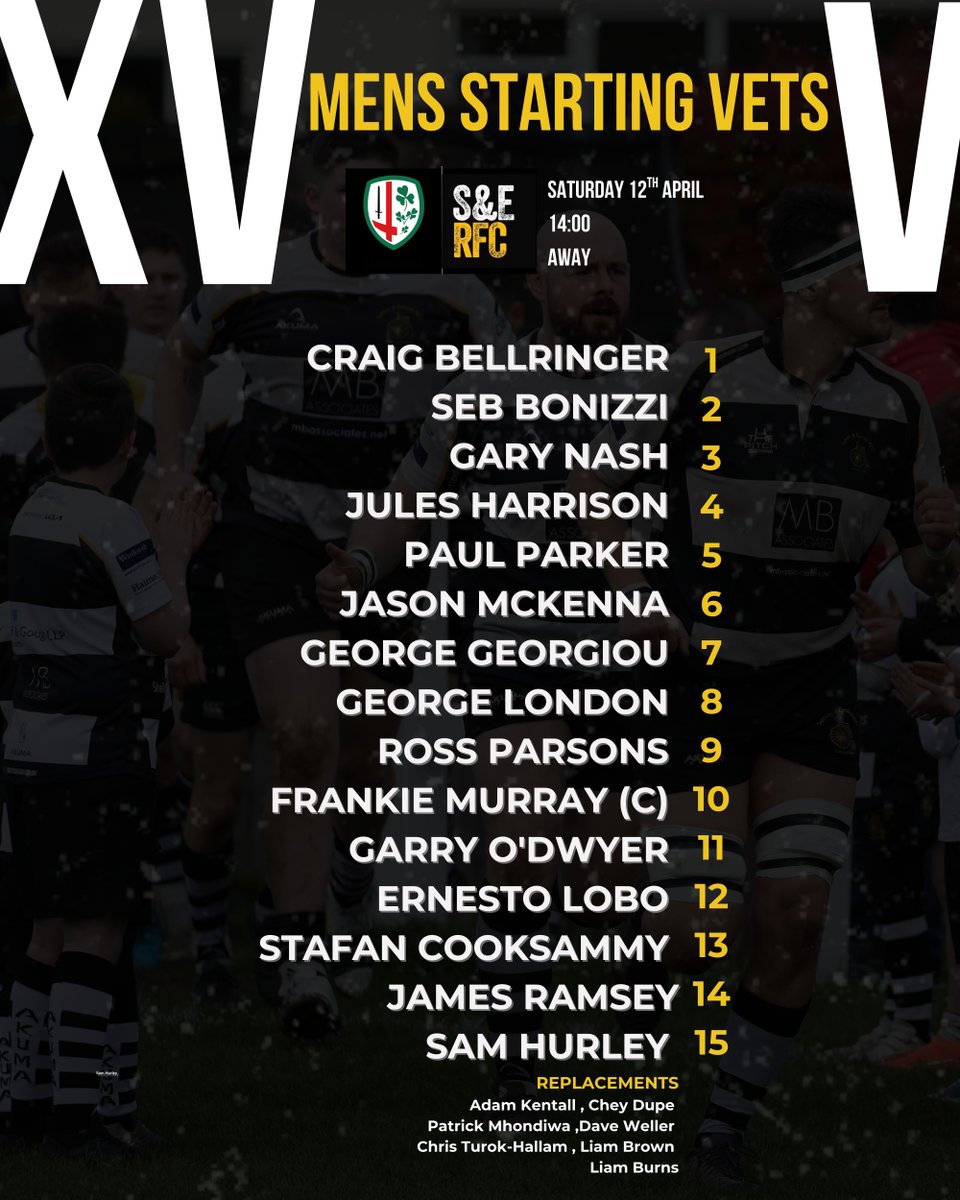 Here's how we line-up this weekend ⚫️⚪️

The 1XV cup match against grasshoppers has been cancelled with Sutton getting a walkover.