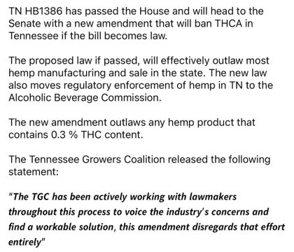 D_Faulk20's tweet photo. CONTACT YOUR SENATORS &amp; REPRESENTATIVES TODAY TO SAVE THCA!!! https://t.co/o4naTmBx4C