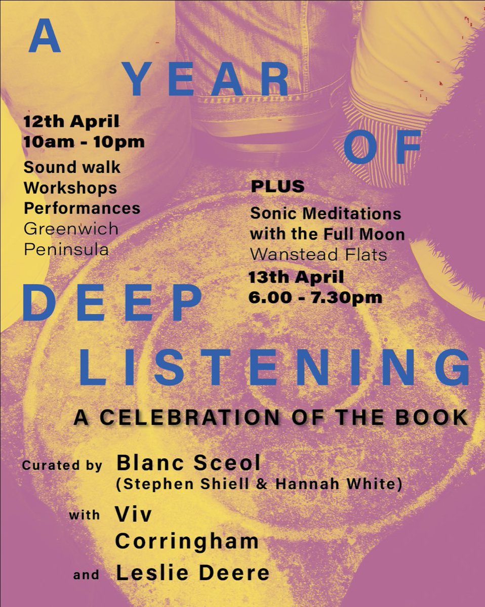 Dr Leslie Deere (@lesliedeere) on Twitter photo Tomorrow in the sunshine on the Thames. In celebration of the new publication - A Year of Deep Listening - last few tix. Book via info@blancsceol.co.uk In memory of Pauline Oliveros and how she has inspired us to open our ears. Tomorrow in the sunshine on the Thames. In celebration of the new publication - A Year of Deep Listening - last few tix. Book via info@blancsceol.co.uk In memory of Pauline Oliveros and how she has inspired us to open our ears.