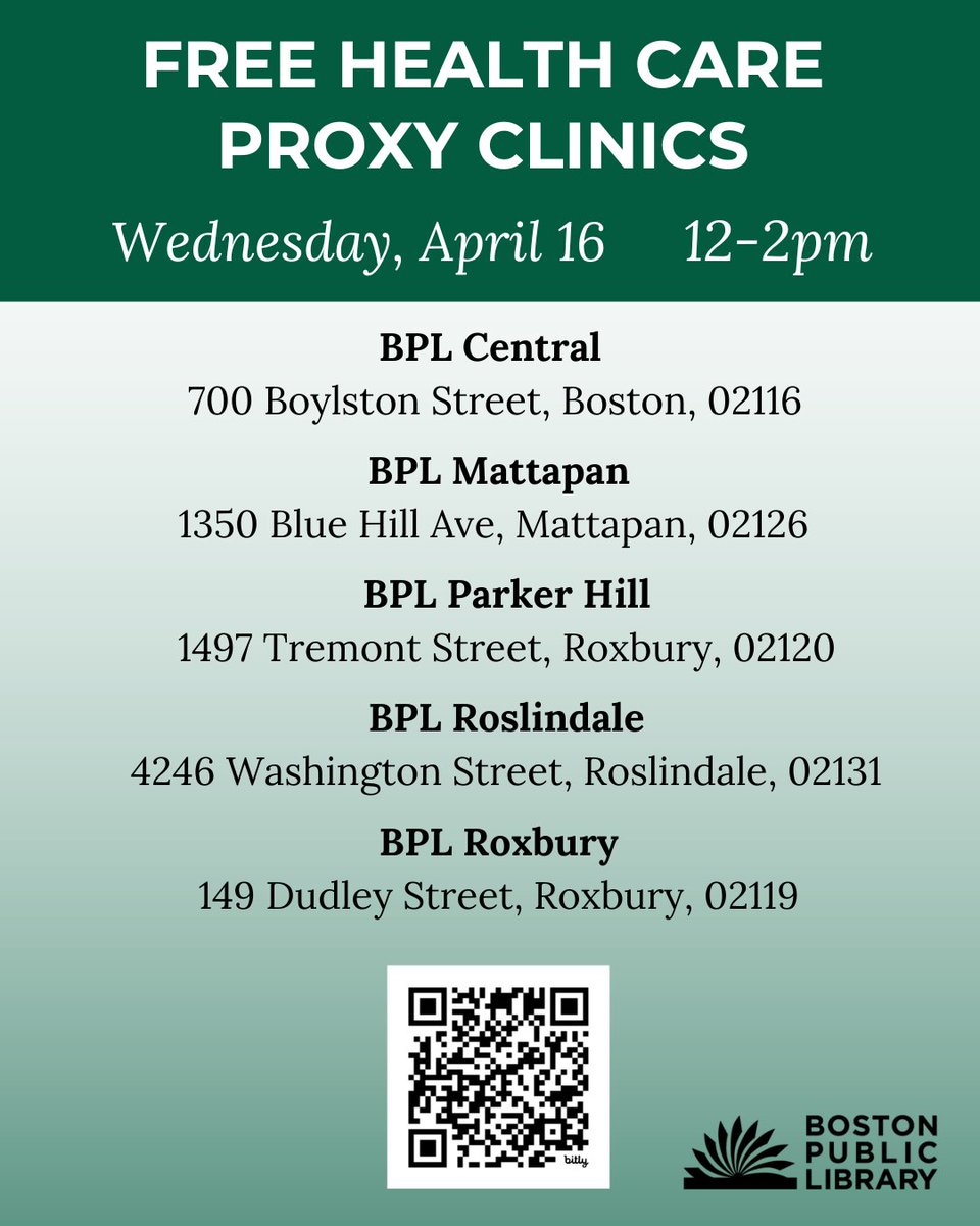 Join MassNAELA for a free Health Care Proxy Clinic from 12-2pm on April 16. A health care proxy allows you to choose who you want to be your health care agent, which can save you time &amp; money if you have a medical emergency in the future. For more info: boston.gov/departments/ag…