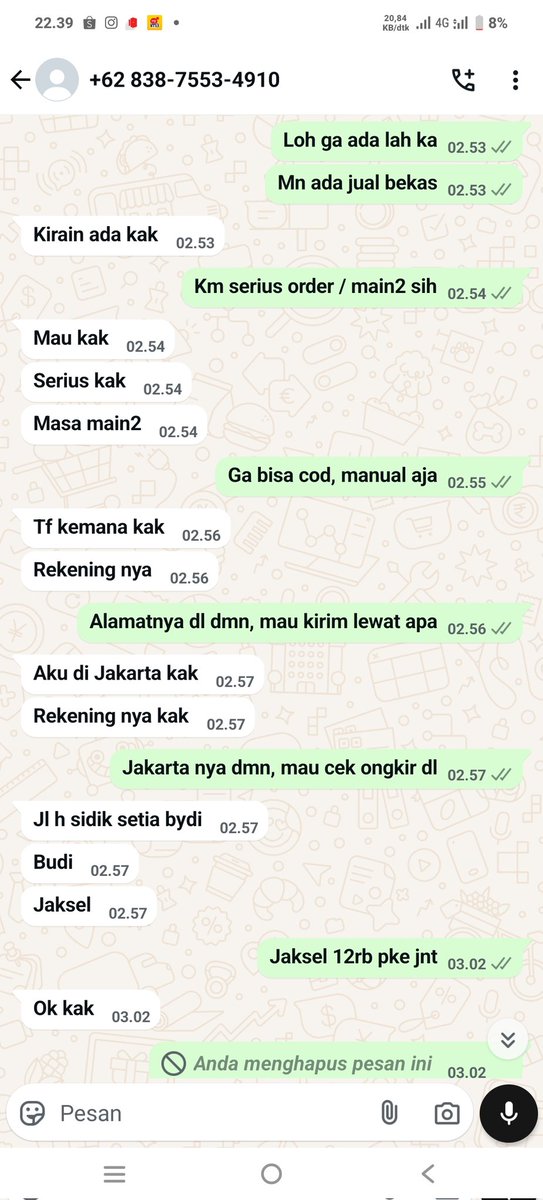 Cyhptr's tweet photo. Bantu serang dong nomer ini dia mempermainkan orang jualan, fetish yang aneh -, -
Daftarin aja pinjol / apa gitu kerjain dia guys makasih https://t.co/4Vg1pI6gDf