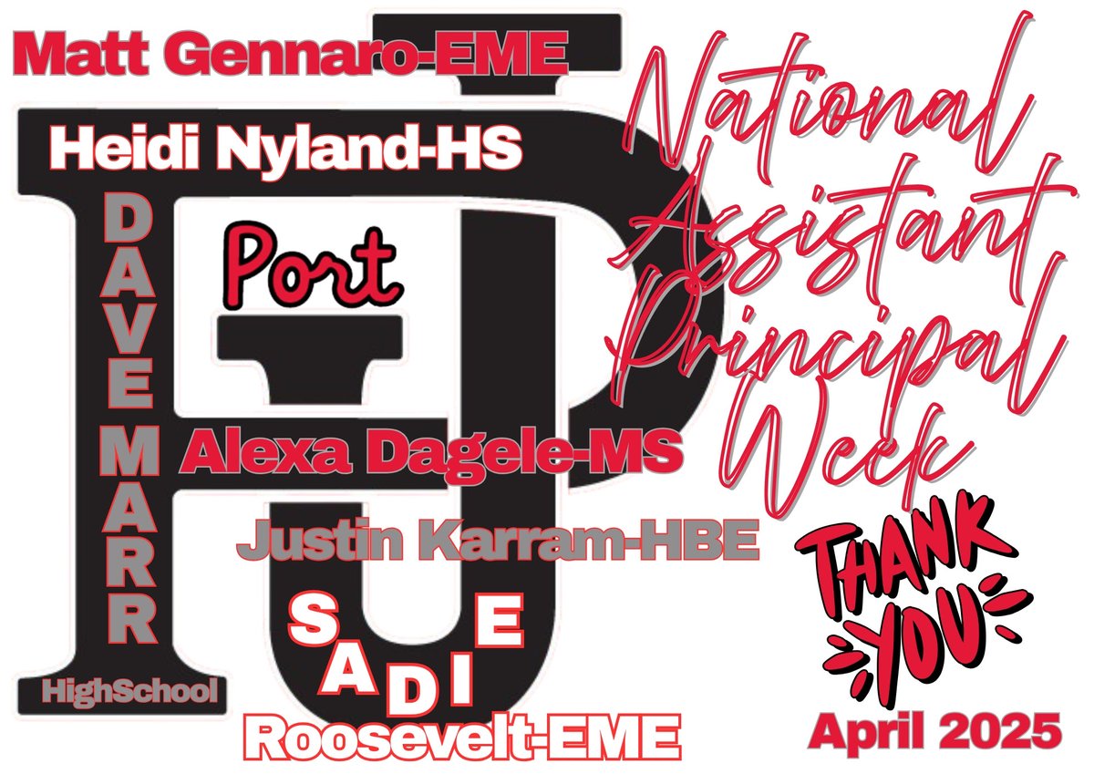 pjschools's tweet image. Port Jervis Schools thanks &amp;amp; recognizes our Assistant Principals during National Assistant Principals Week!  Thank you for a job well done!  #GoPORT!
Heidi Nyland &amp;amp; Dave Marr--PJHS
Alexa Dagele--PJMS
Sadie Roosevelt &amp;amp; Matt Gennaro--EME
Justin Karram--HBE