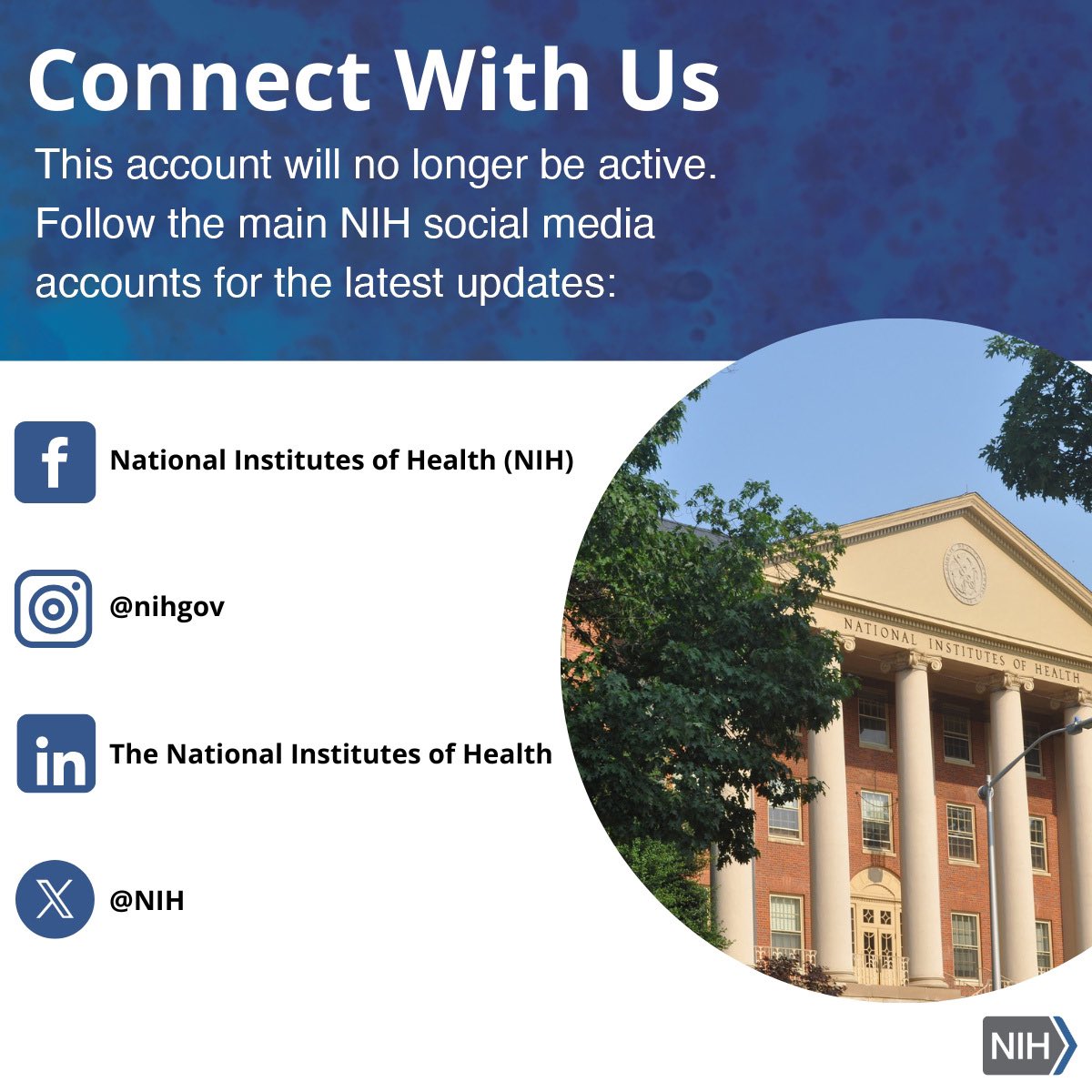 AllofUsAZ's tweet photo. As of April 30th, this account will no longer be active. Follow @NIH for the latest news and information. https://t.co/ptcaMfLsA4