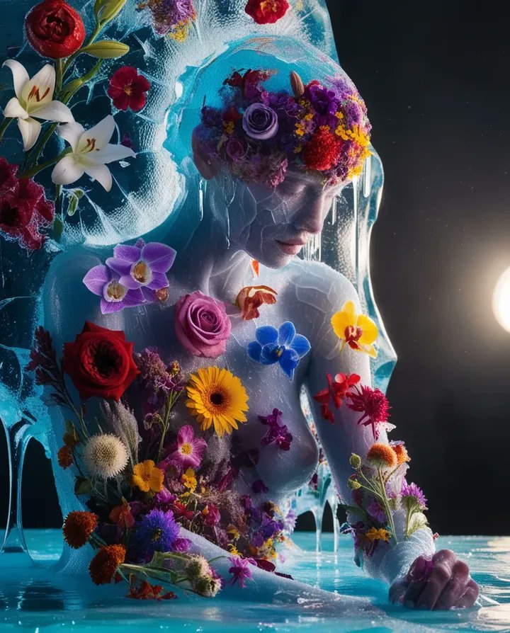 Coldstartartist's tweet photo. "Trapped in ice, yet alive with flowers—nature’s way of proving that beauty never fades." ❄️🌺✨
-
-
-
#โตโน่ #riyadh #LISA #AshleyOgle #StrayKids #ParoGeneral #MSDhoni𓃵 #FreePalestine #AIart #ArtificialInteligence https://t.co/pGyKo8TfDU