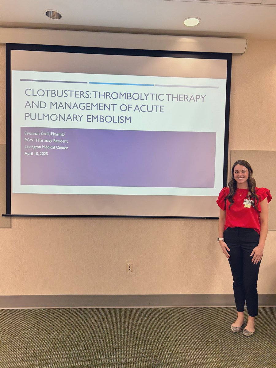 It was no *small * feat but Savannah presented her final grand rounds of the year! 👏🏻👏🏻👏🏻 Great info on agent and dose options for thrombolytics in PE 🫁🩸