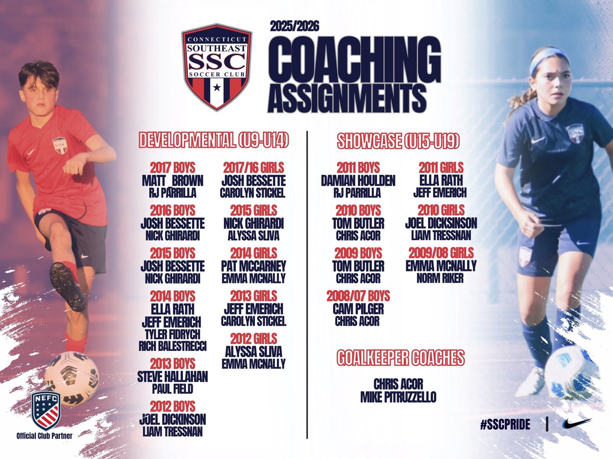 SEsoccerclubCT's tweet photo. ππ/ππ ππππππππ πππππππππππ
The club is proud & excited to formally present our 2025/26 Coaching Assignments.
#SSCPride https://t.co/bDhDNdMbWw