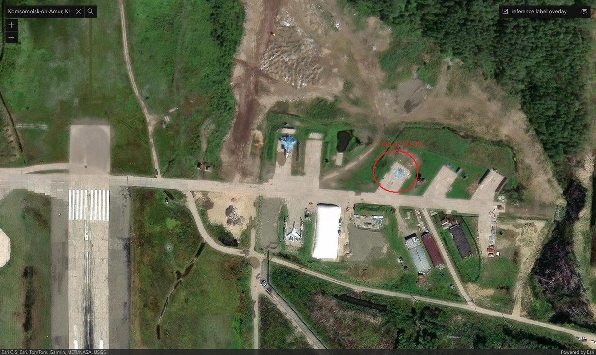 LotA_IL's tweet photo. Someone must've noticed it by now, but it's new to me - sometime between Jun-2023 and Sep-2024 ruskies painted decoy Su-35's and Su-57's over in Dzyongi air base and started raising additional protection around revetments probably reserved for Su-57. https://t.co/bkekf2qlAO