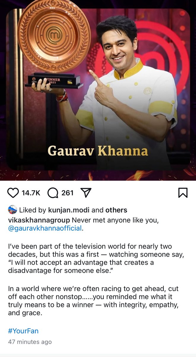 KpNutshell's tweet photo. I mean, this is Hugeeee 🙌🏻

V Khanna - whole world is his fan …he is fan of the #GauravKhanna 

#YourFan.. Moment hai bhai moment hai 🫶🏻
You both r such genuine souls🤌🏻

#ChefVikasKhanna now we want some dhamakedar venture or collaboration between you 2 Khanna plz😜

#ChefGaurav https://t.co/R6SATyR8hE