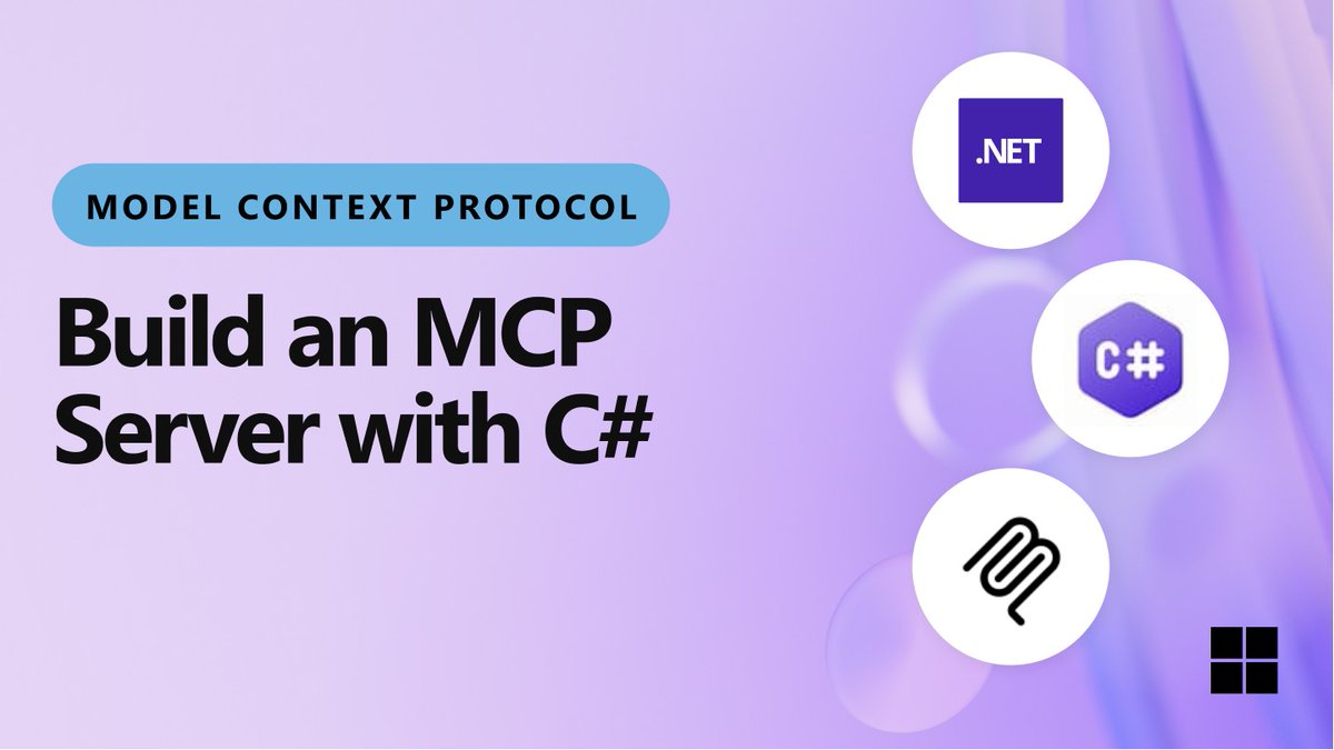 dotnetdevs_io's tweet photo. 🧠 Build a Model Context Protocol (MCP) Server in C#✨
📰Learn how to create an MCP server using @dotnet  8 and https://t.co/TlYJMvZATc Core! This guide walks you through building a server that can interact with AI models via the Model Context Protocol — a standard for managing model prompts, memory, and tools. Great for AI agent developers! 🤖🛠️
🌐Details - https://t.co/1jZTeuFnBF
📝Author: @JamesMontemagno 
#dotnet #mcp #ai #dotnetdevelopers #csharp